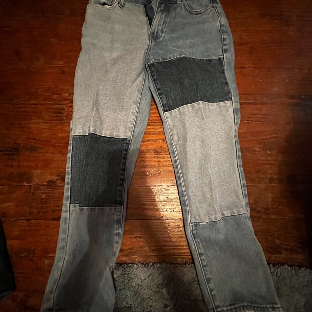 PacSun Patchwork Jeans in Light Blue Medium Blue and Dark Blue